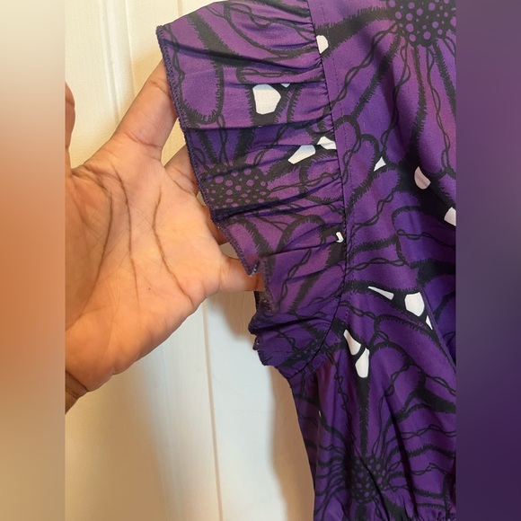 LIKE NEW SHEIN LUNE Allover Print Butterfly Sleeve Dress - Purple - Sz 6/Medium - Picture 8 of 12
